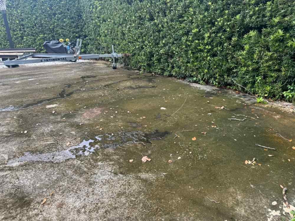 Driveway before pressure washing